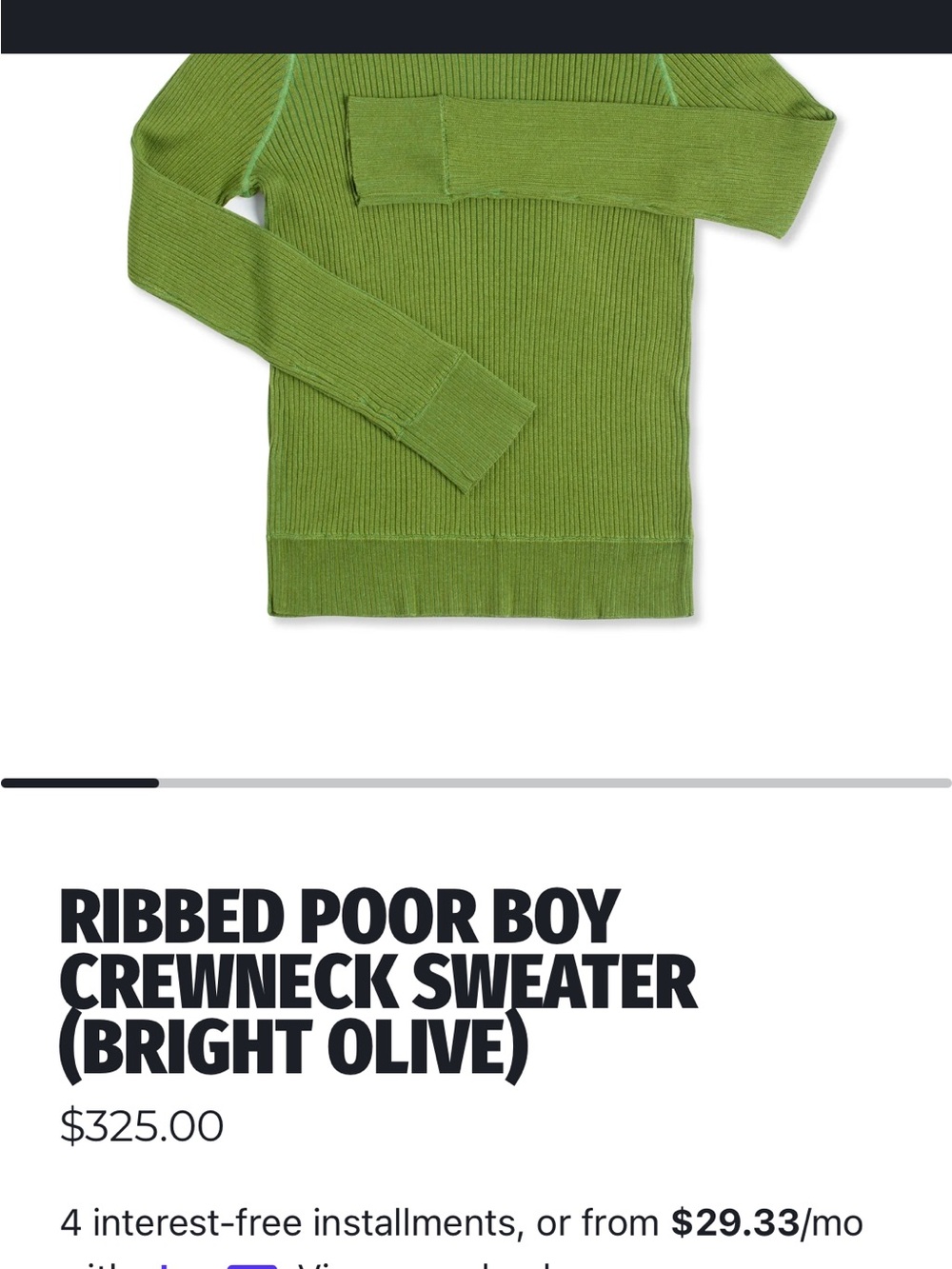 OTD (On This Day) Ribbed Poor Boy Knit Crewneck Sweater — Olive Green - Picture 7 of 7